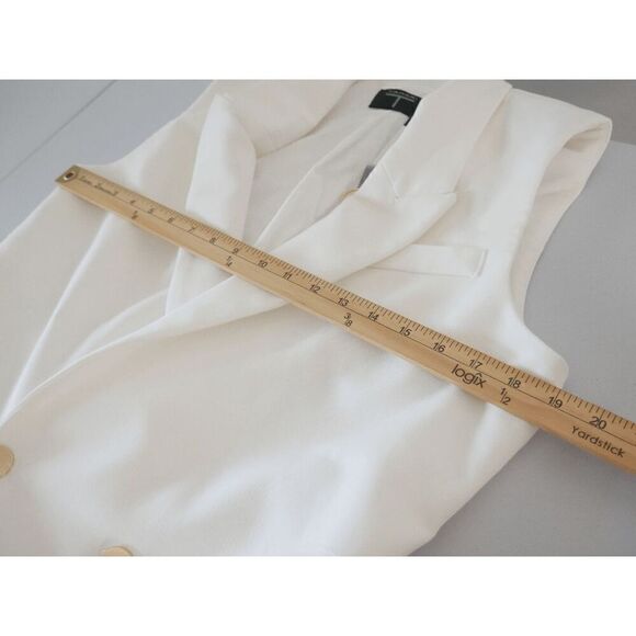 T Tahari Women's White Belted Sleeveless Blazer 6 - Picture 7 of 12